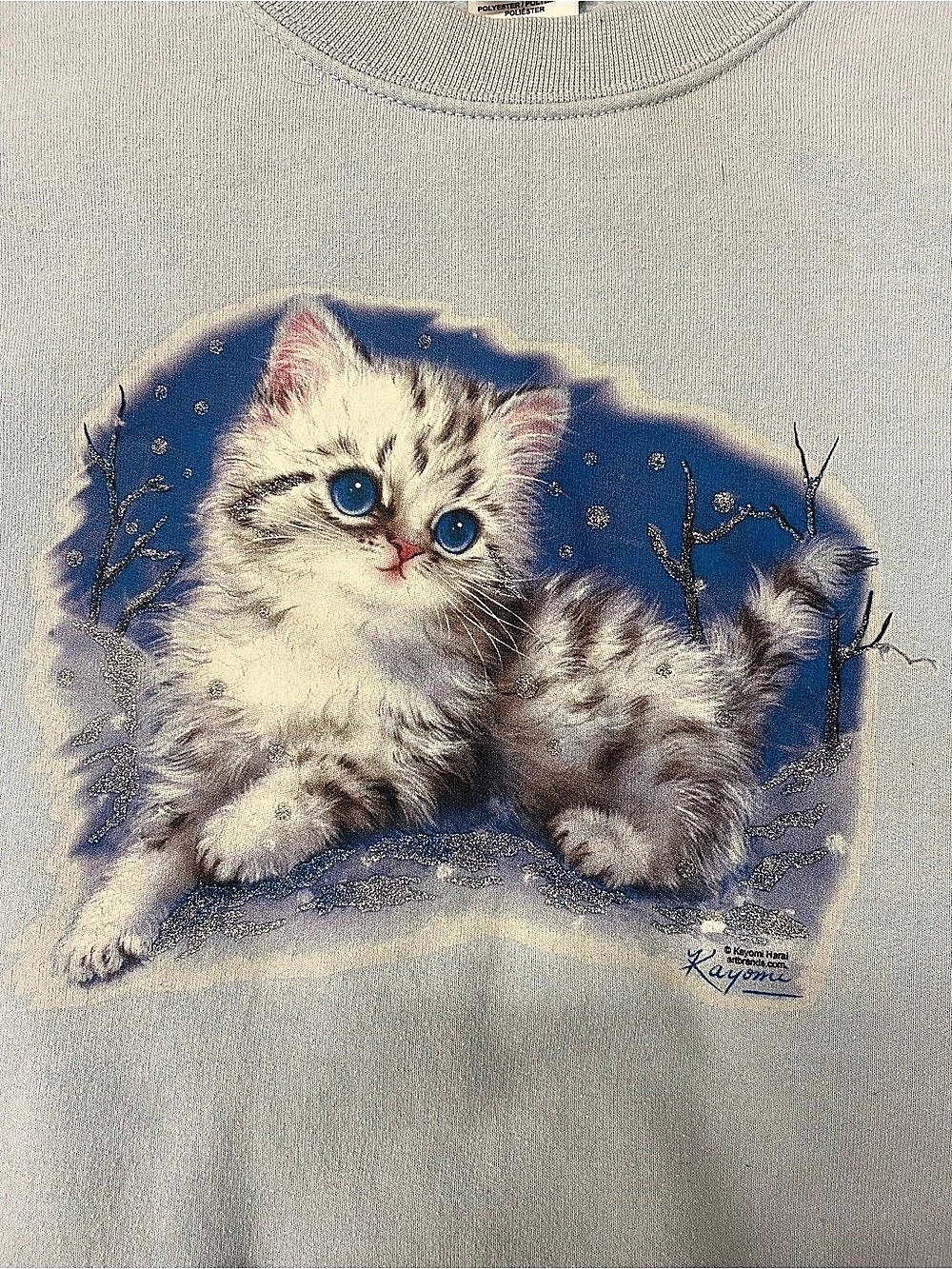 Gildan Kayomi Harai Cat Graphic Sweatshirt Blue Small